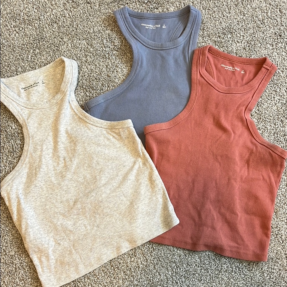 A&F Women's Ribbed Tank Top Set - Blue, Cream, and Red